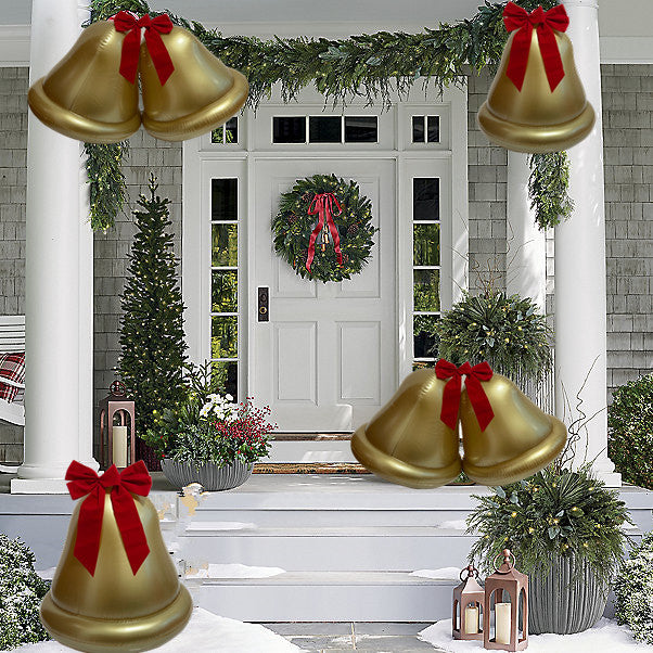 Campana de Navidad Inflable con Lazo para Decoración Exterior