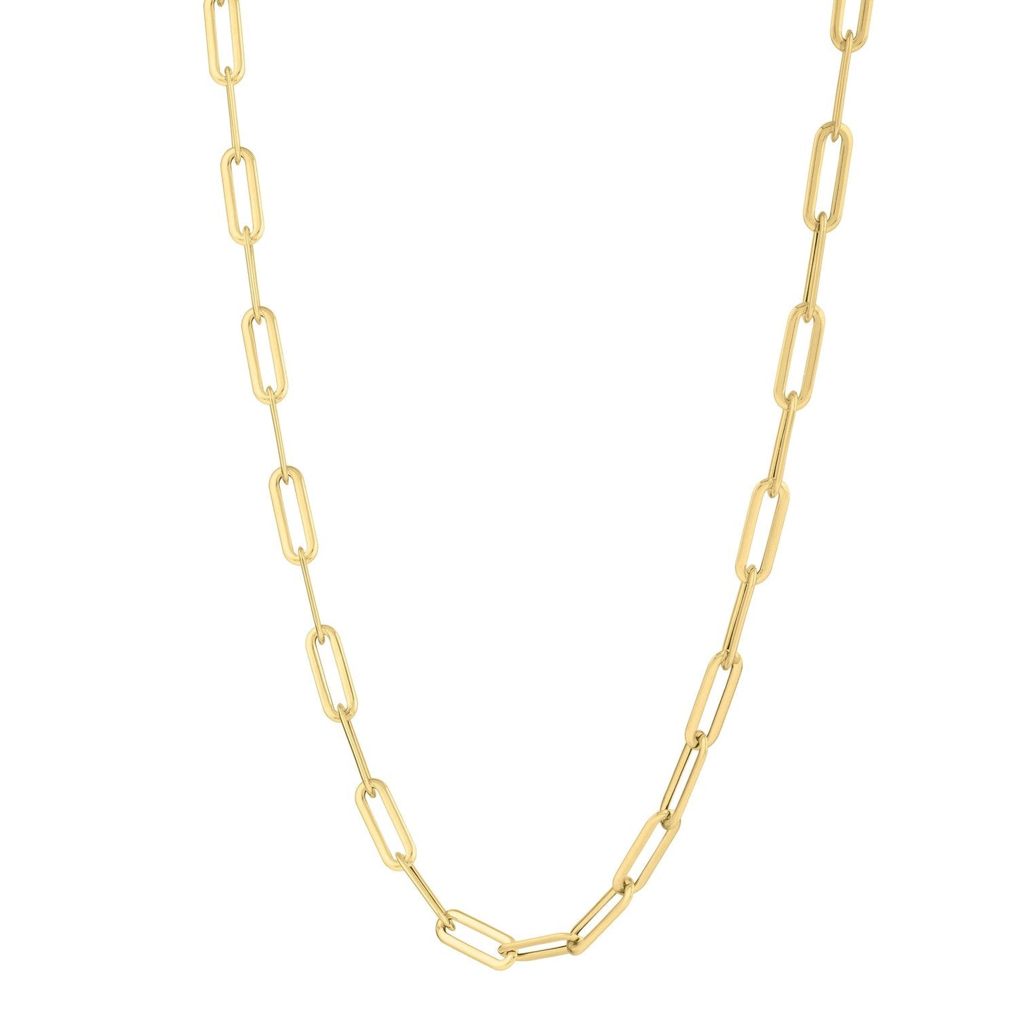 Collier en chaîne en papier clip long en or jaune 14 carats