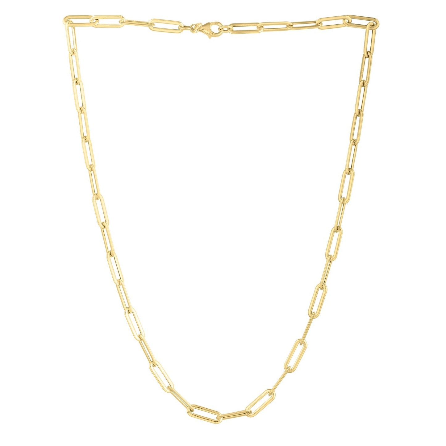 Collier en chaîne en papier clip long en or jaune 14 carats