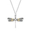 18k Yellow Gold and Sterling Silver Dragonfly Pendant