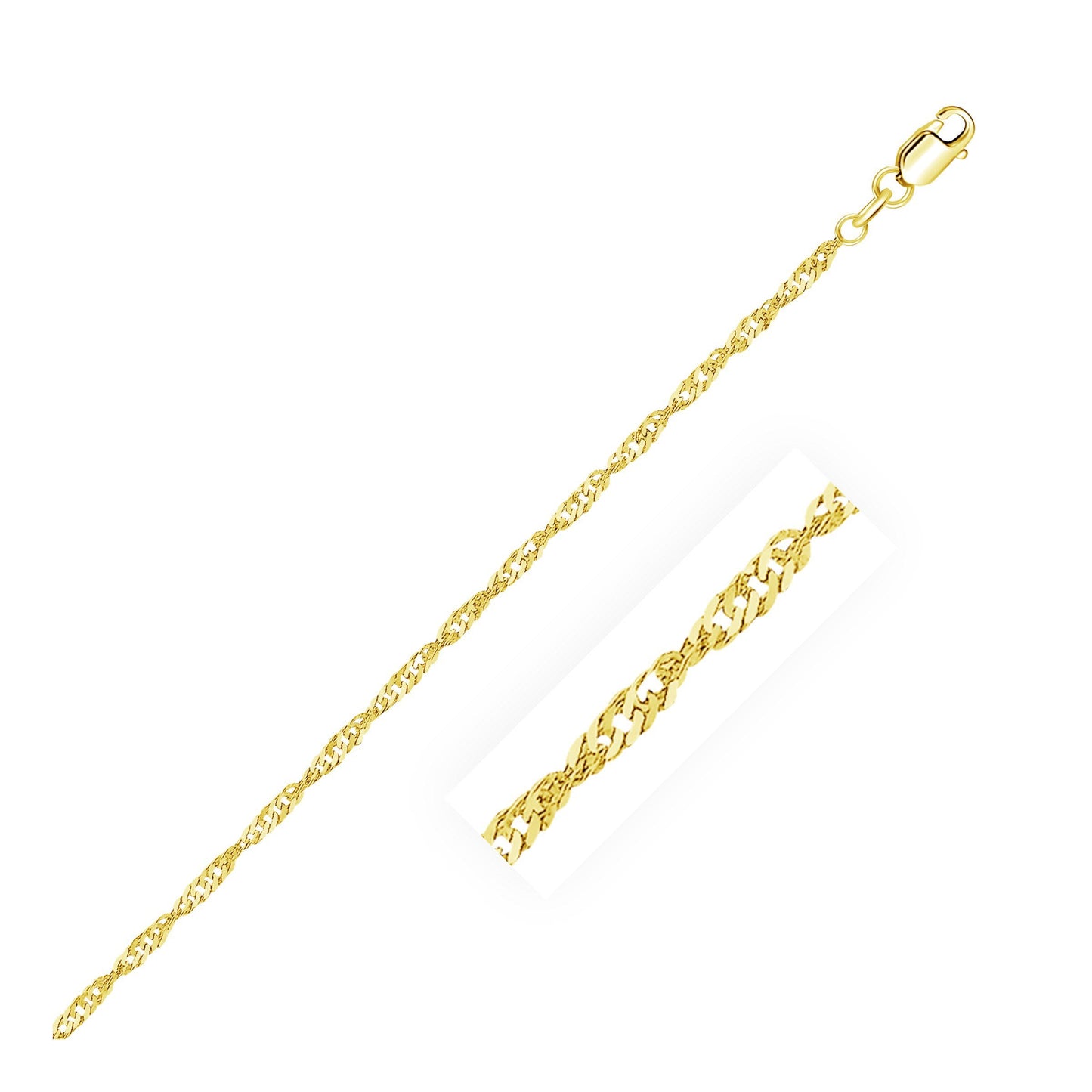 Cadena de Singapur de 2.1mm en Oro Amarillo de 14k