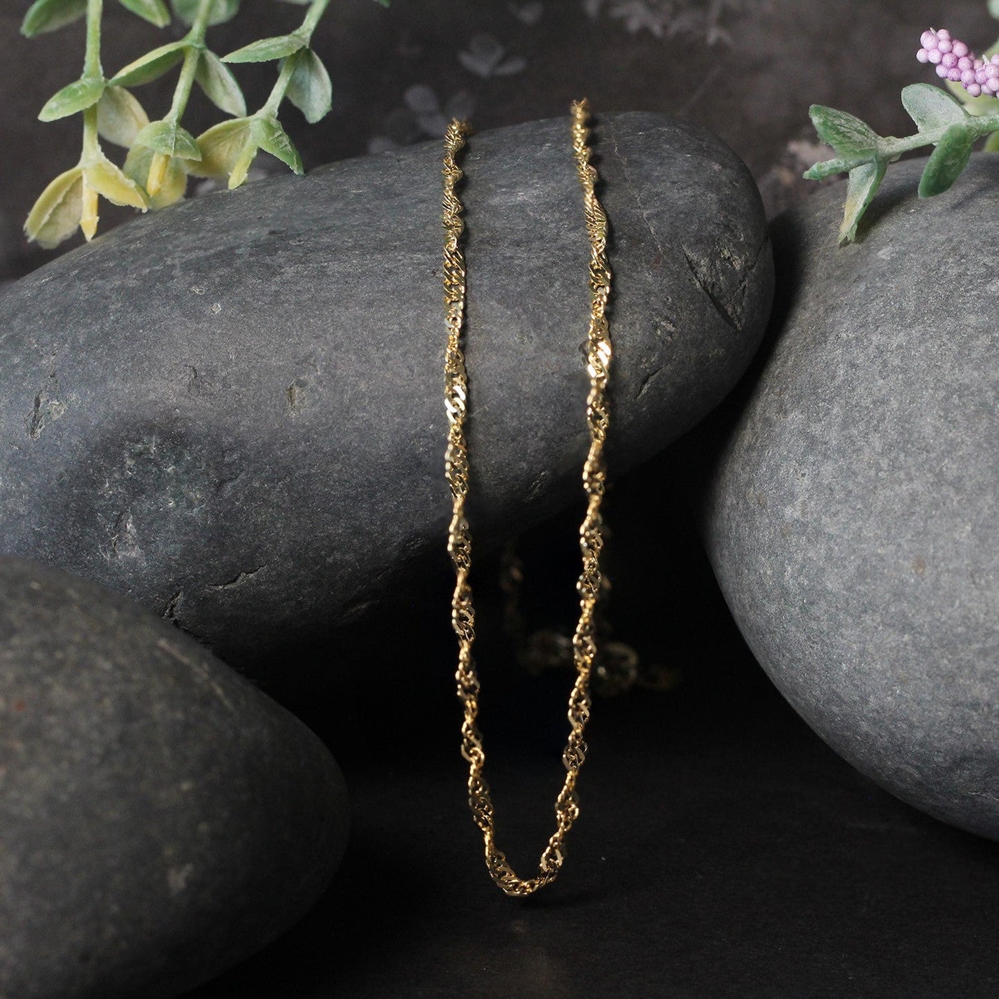 Cadena de Singapur de 2.1mm en Oro Amarillo de 14k
