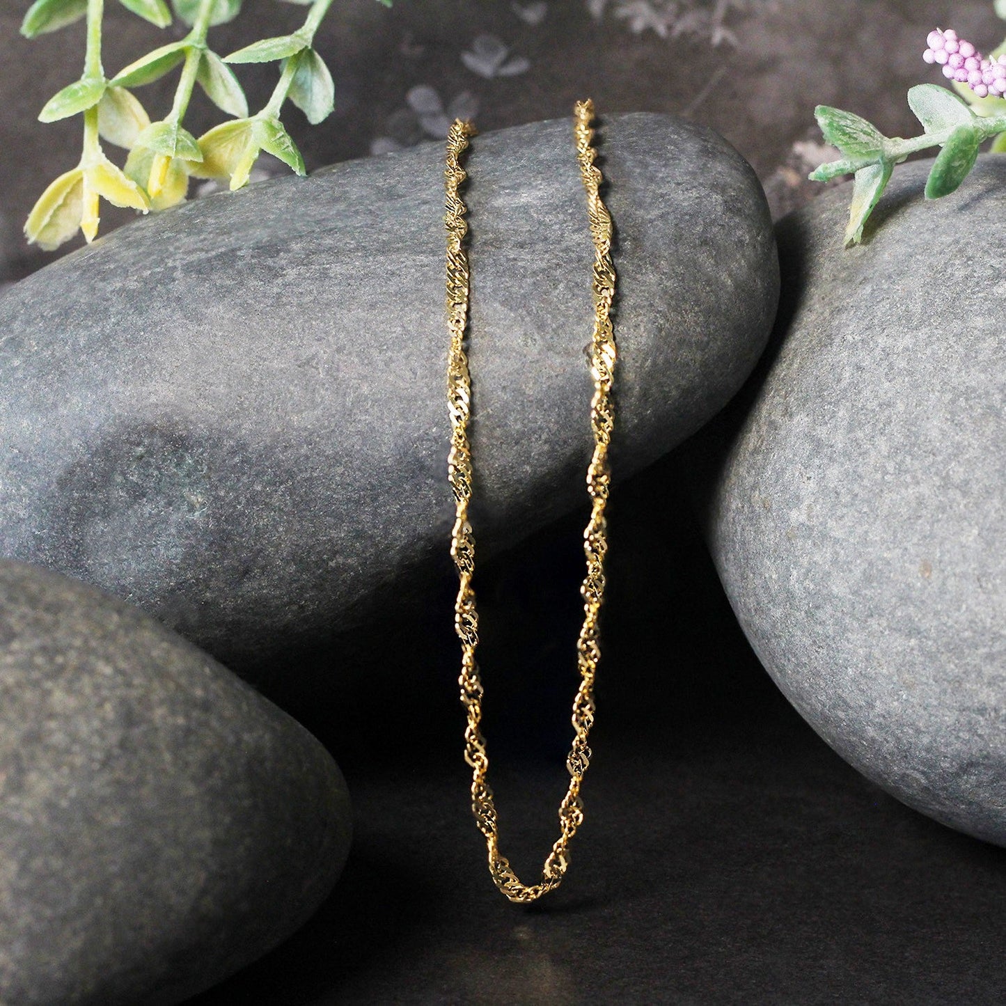 Cadena de Singapur de 2.1mm en Oro Amarillo de 14k