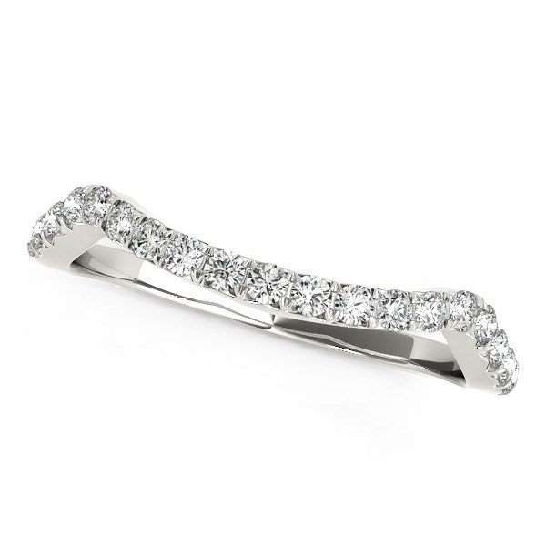 Anillo de boda de diamantes con diseño curvo en oro blanco de 14k