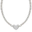Sterling Silver Rhodium Plated Heart Motif Chain Necklace