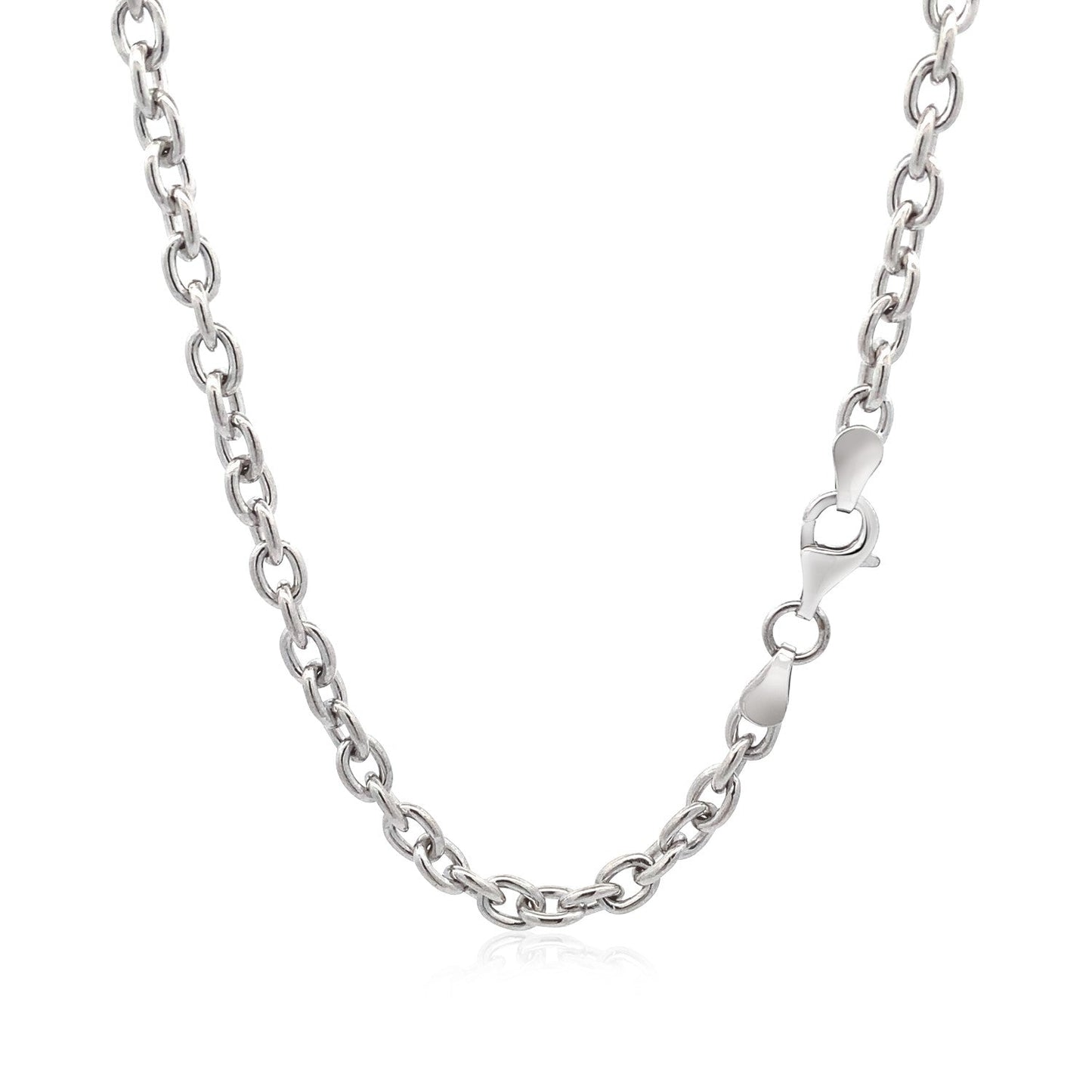 Sterling Silver Rhodium Plated Heart Motif Chain Necklace