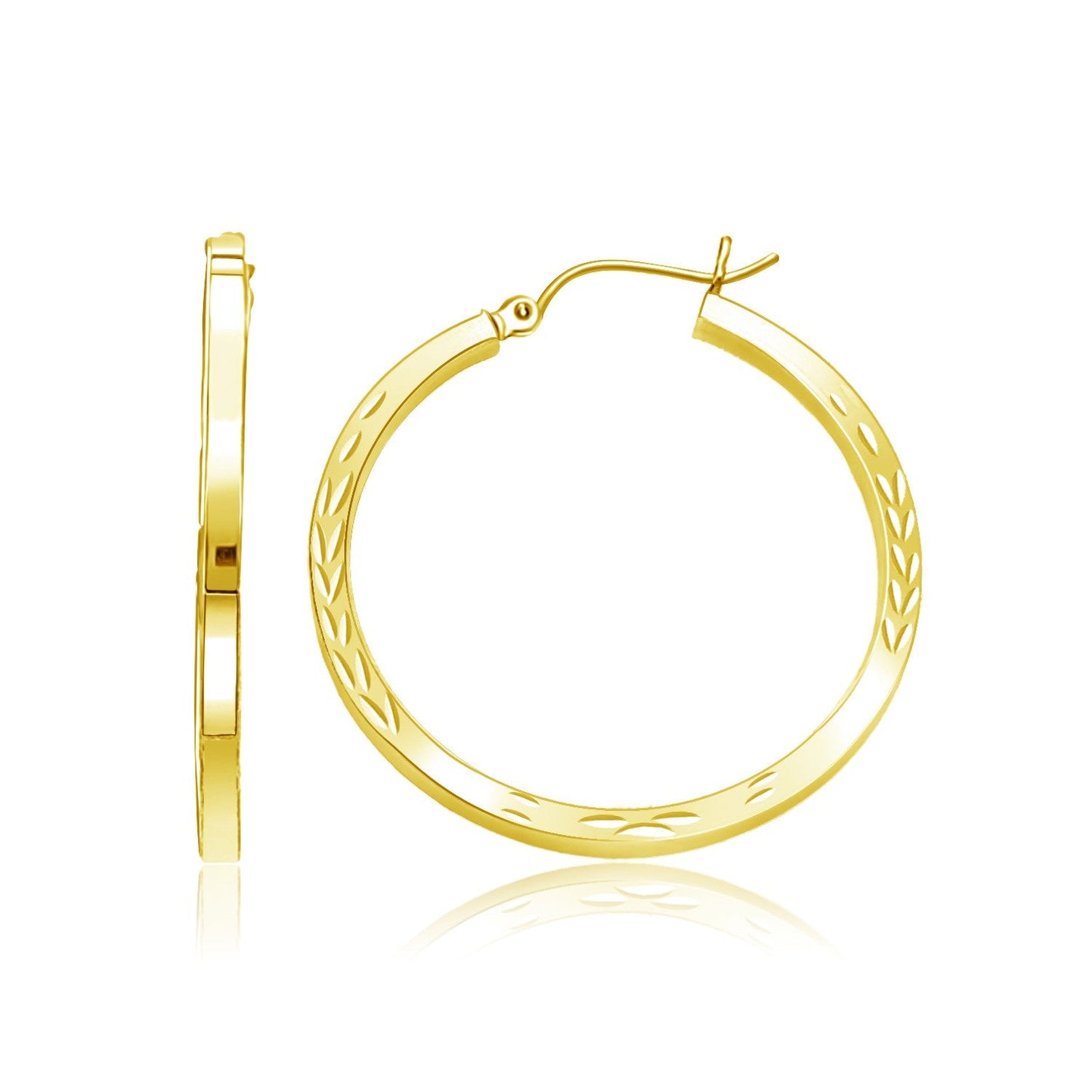 Boucles d'oreilles créoles en or jaune 14 carats avec taille diamant