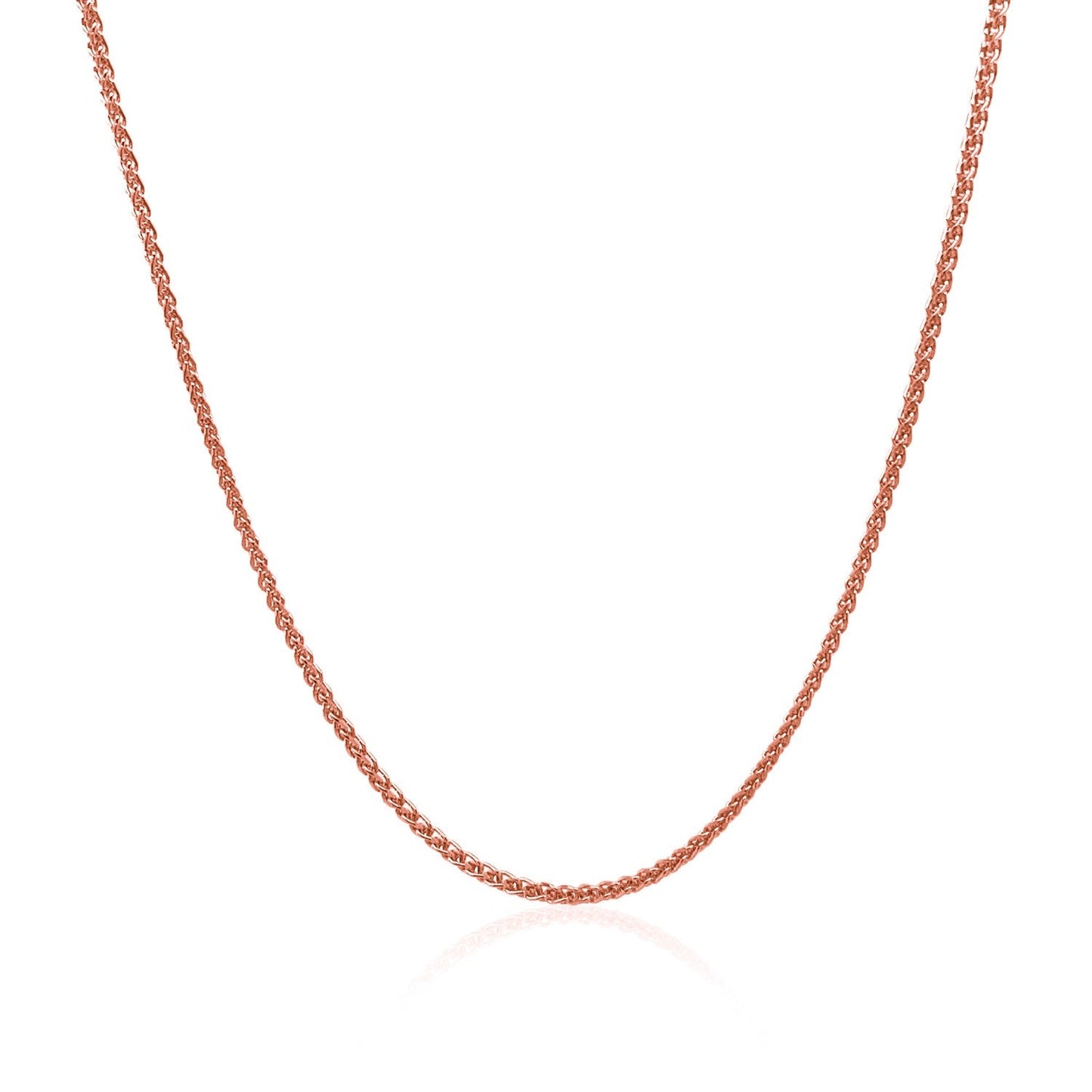 14k Rose Gold Diamond Cut Round Wheat Chain - 1.1mm