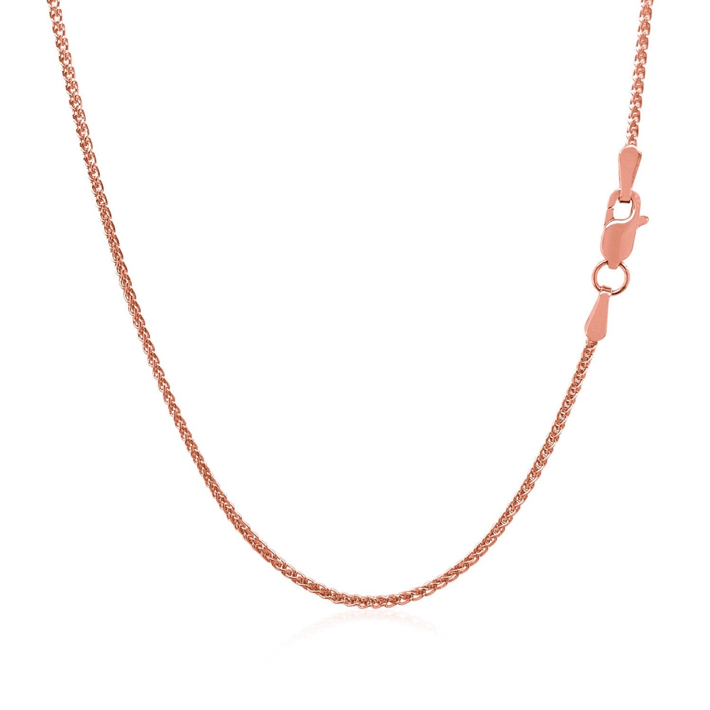 14k Rose Gold Diamond Cut Round Wheat Chain - 1.1mm