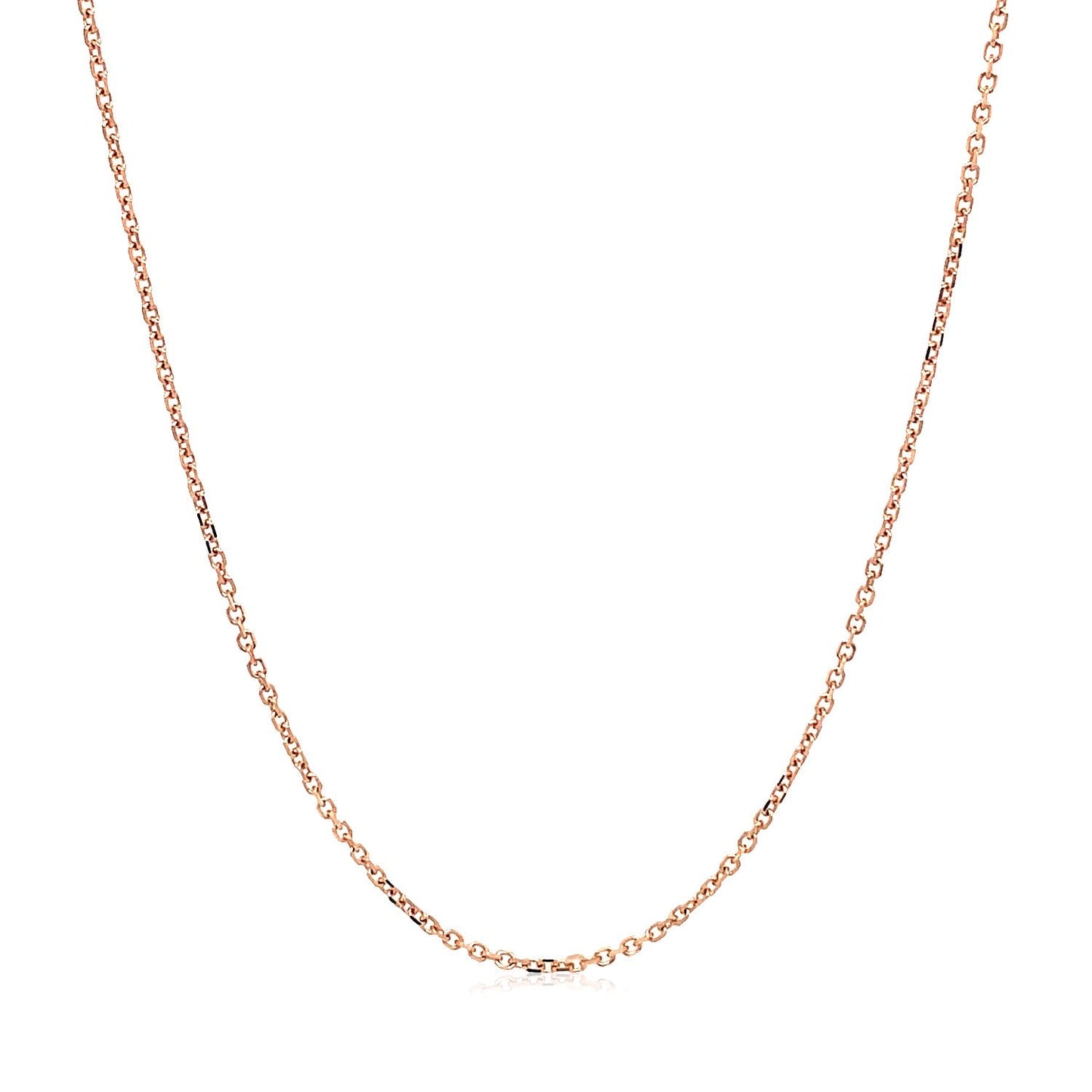 Chaîne en or rose 14k à maillons en câble avec taille de diamant - 1,1 mm