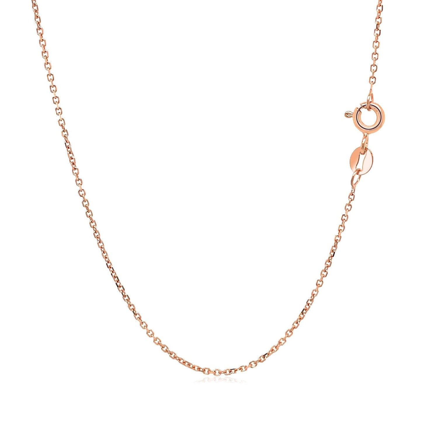 Chaîne en or rose 14k à maillons en câble avec taille de diamant - 1,1 mm