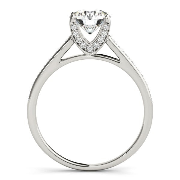 14k White Gold Diamond Engagement Ring with Cathedral Design