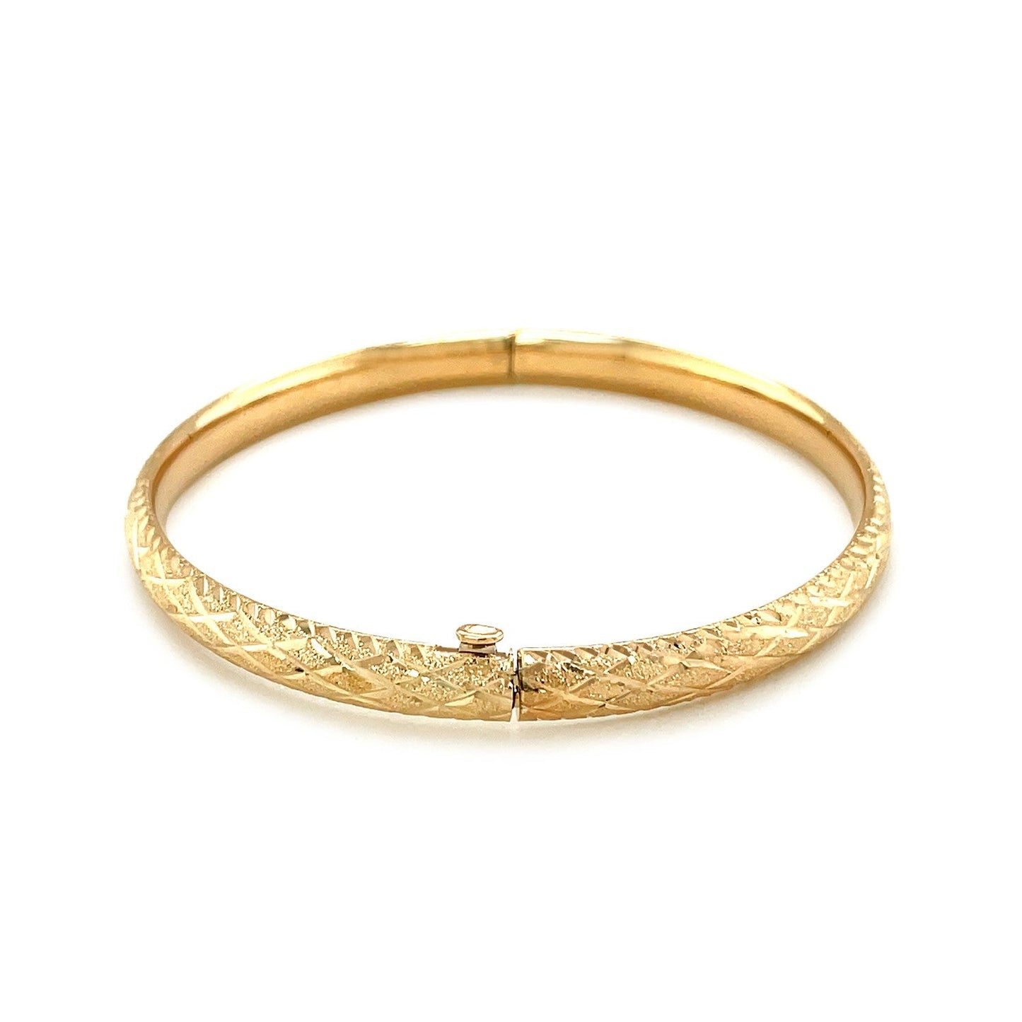 14k Yellow Gold Diamond Cut Design Children's Bangle