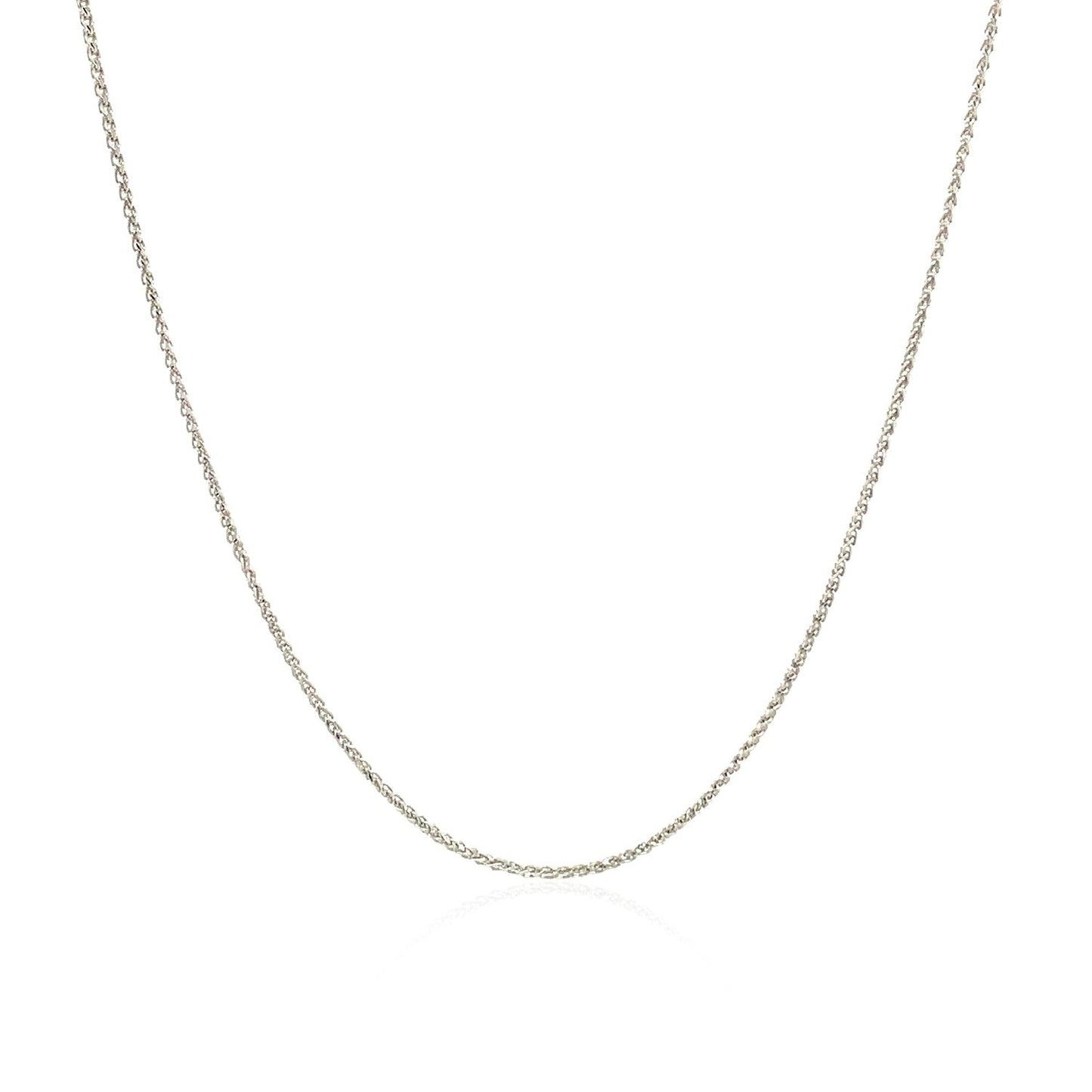 14k White Gold Diamond Cut Round Wheat Chain - 0.6mm