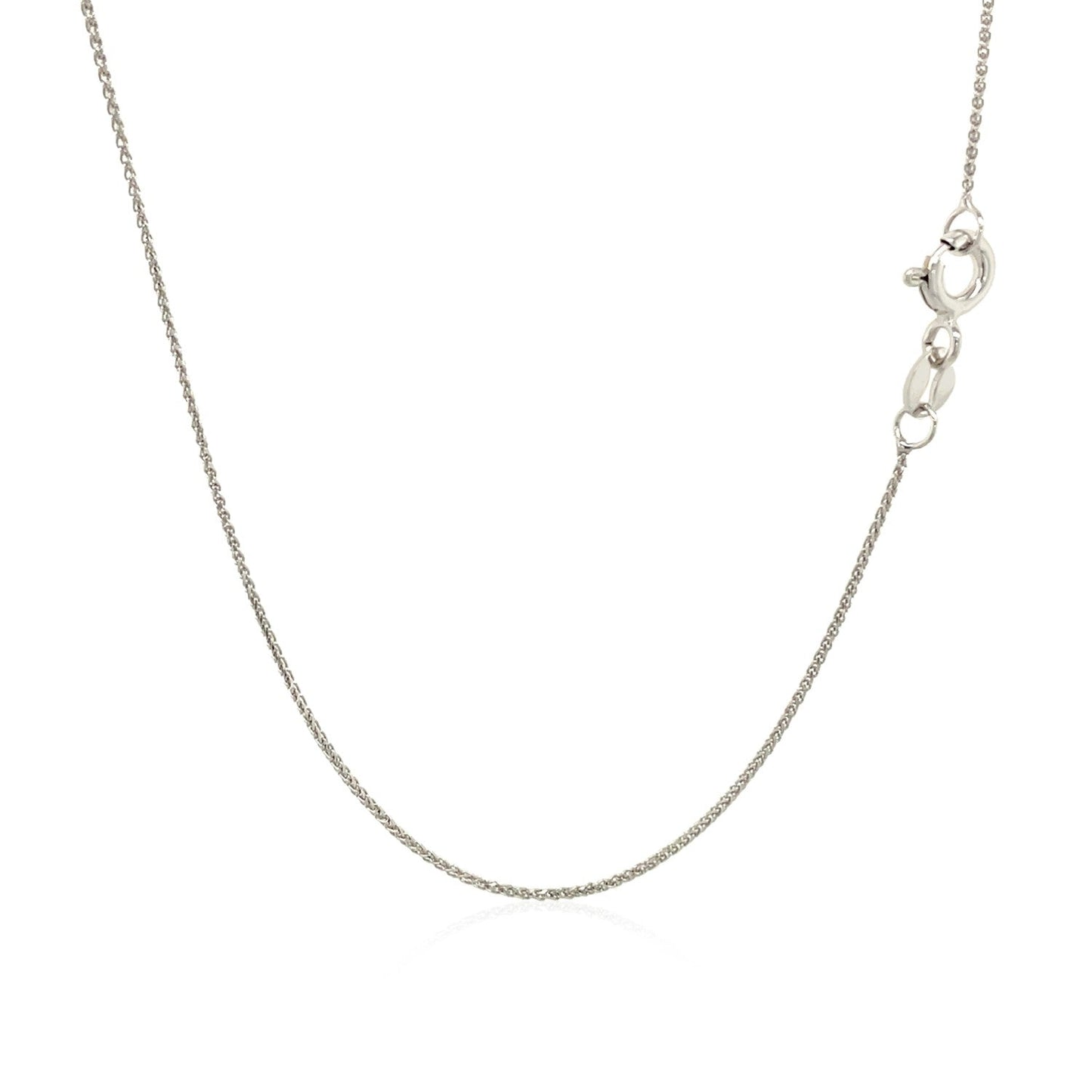 14k White Gold Diamond Cut Round Wheat Chain - 0.6mm