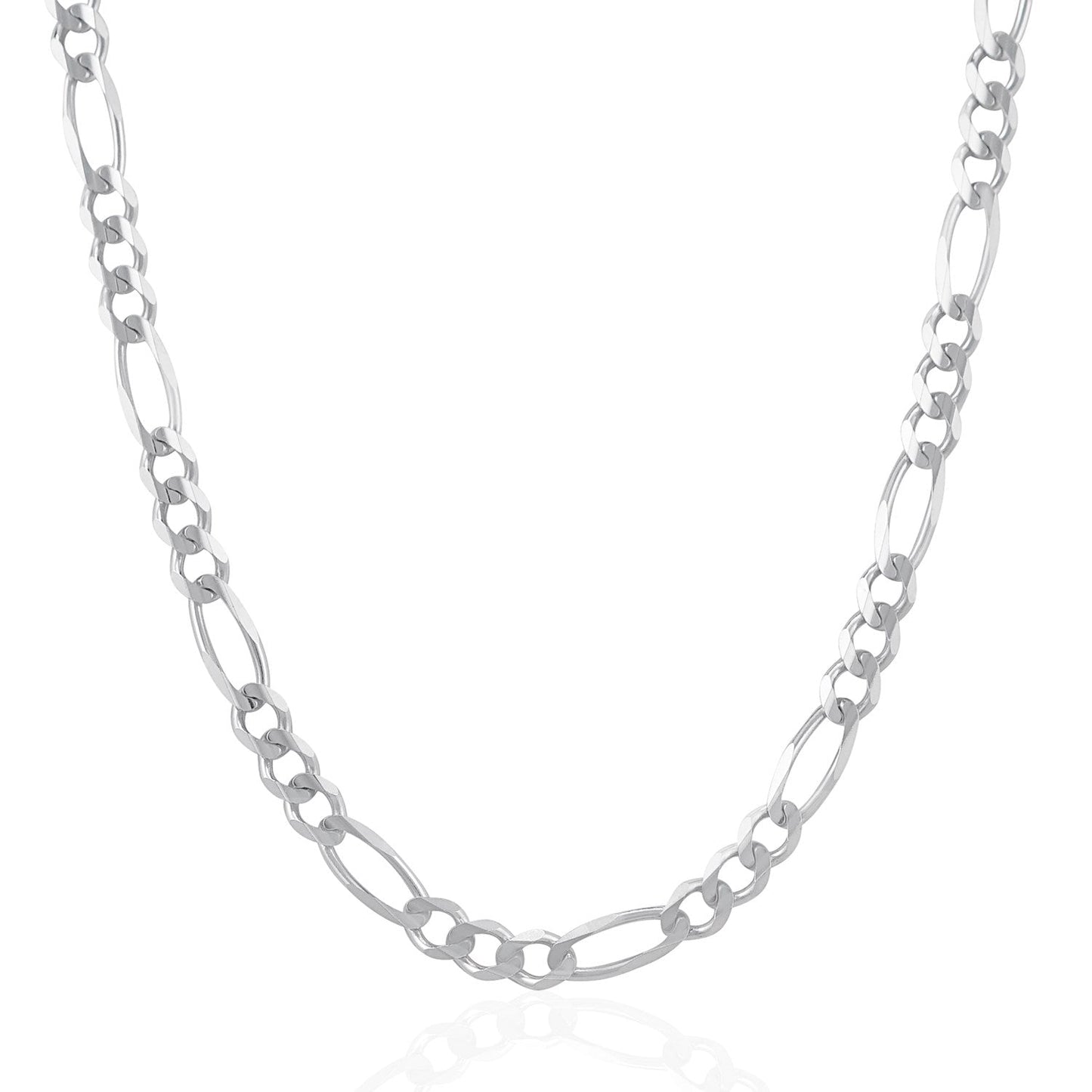 Cadena Figaro Sólida de Oro Blanco de 14k de 6.0mm