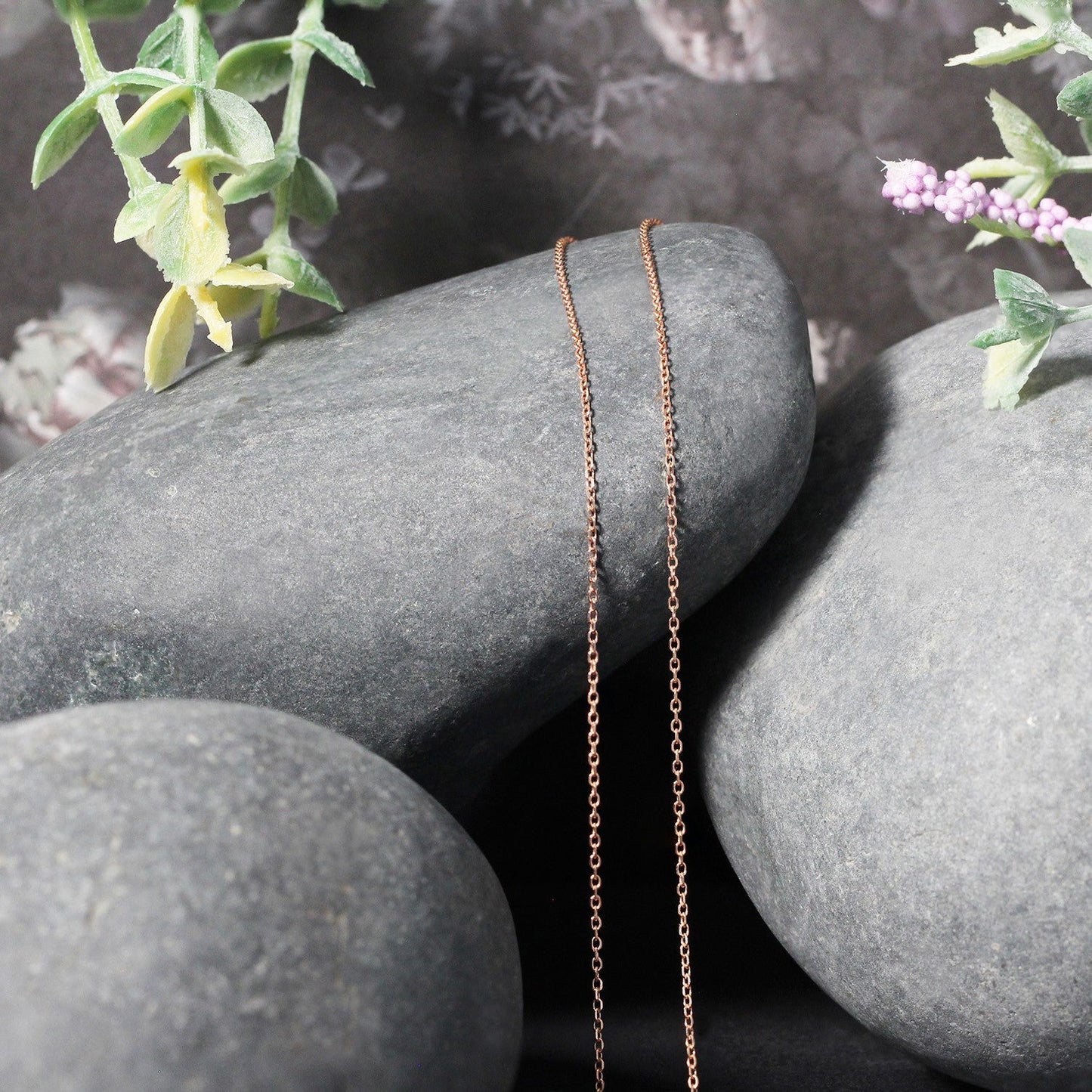 14k Rose Gold Diamond Cut Cable Link Chain - 0.8 mm