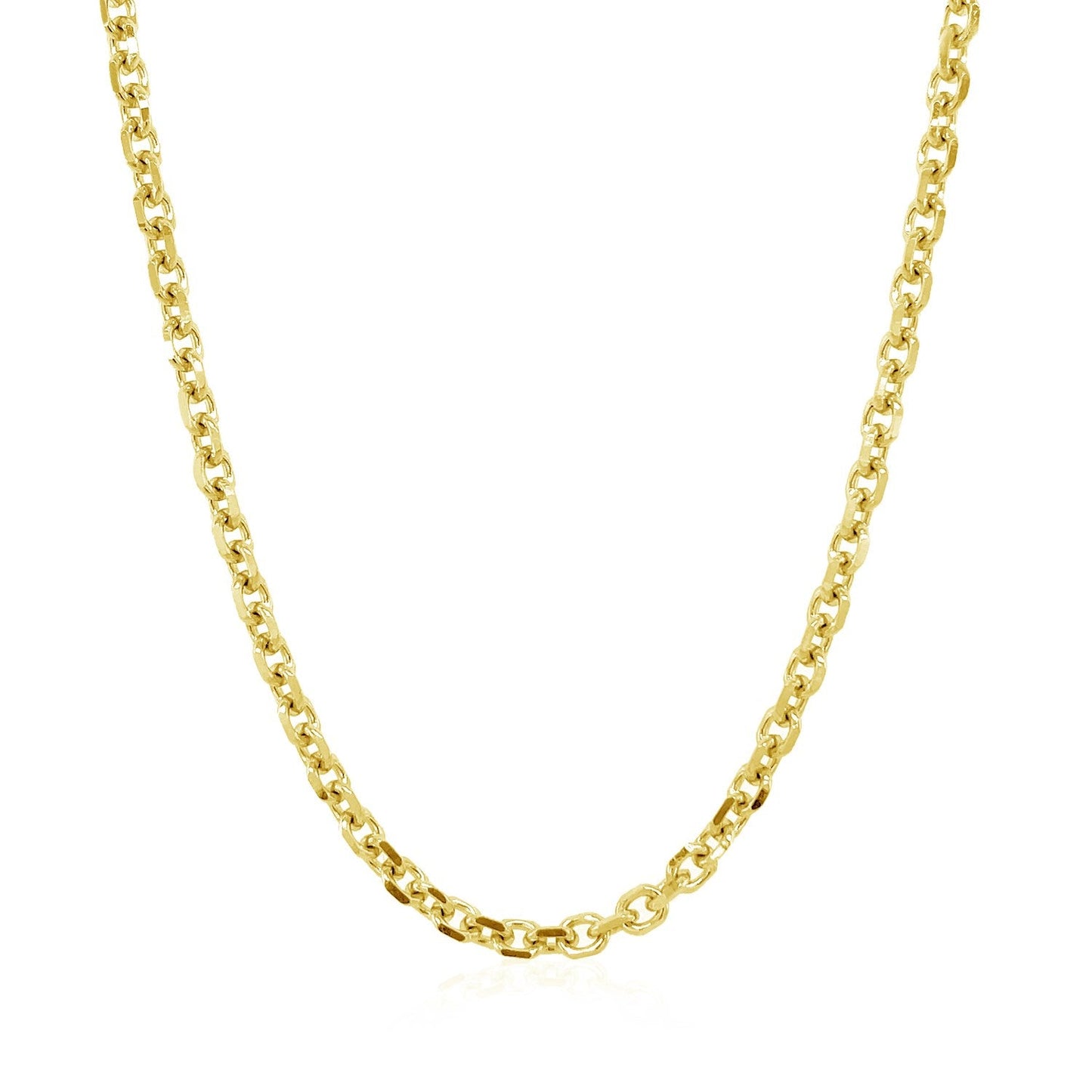 14k Yellow Gold Diamond Cut Cable Link Chain - 3.1mm