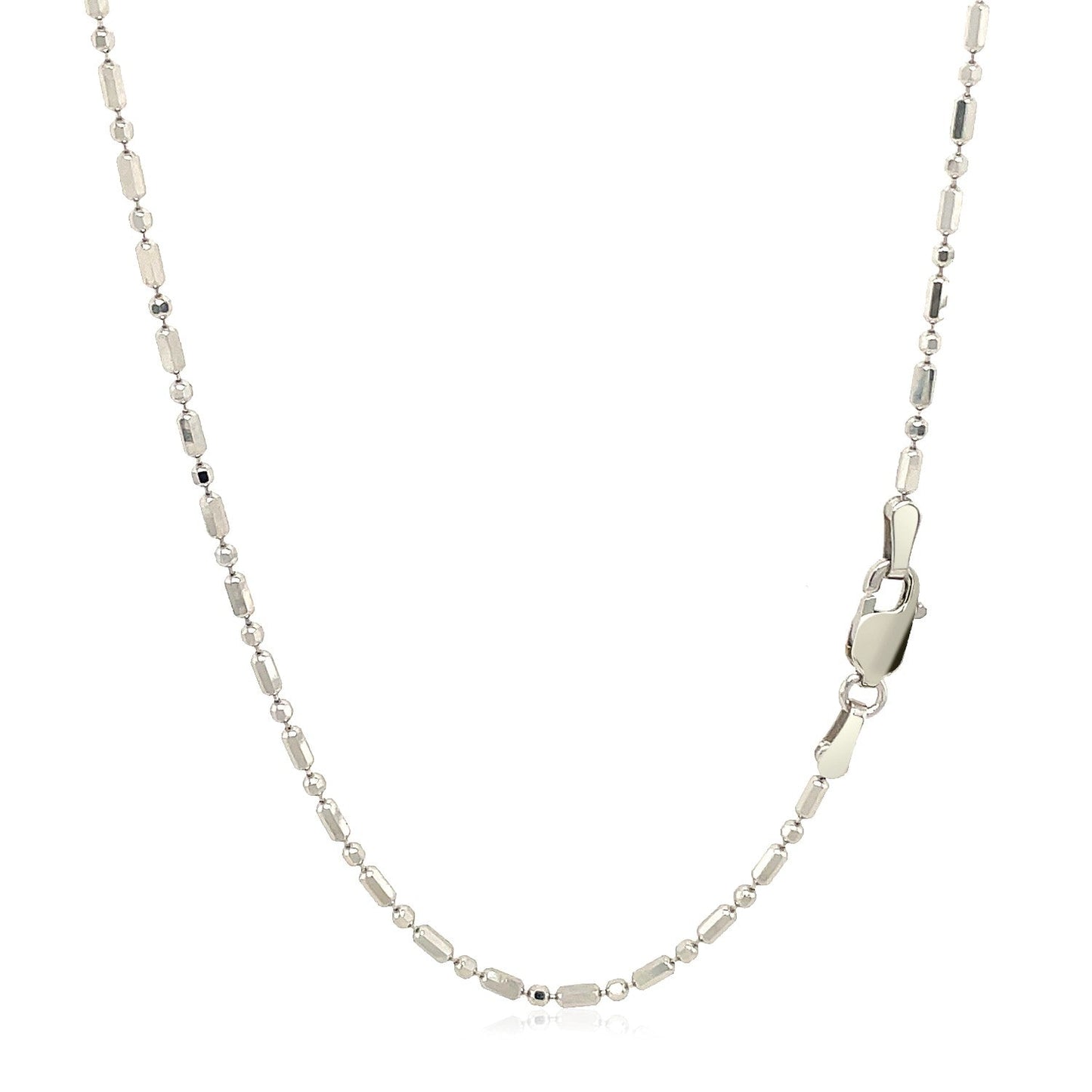 Cadena de cuentas alternas cortada con diamante de oro blanco de 14k 1.5mm