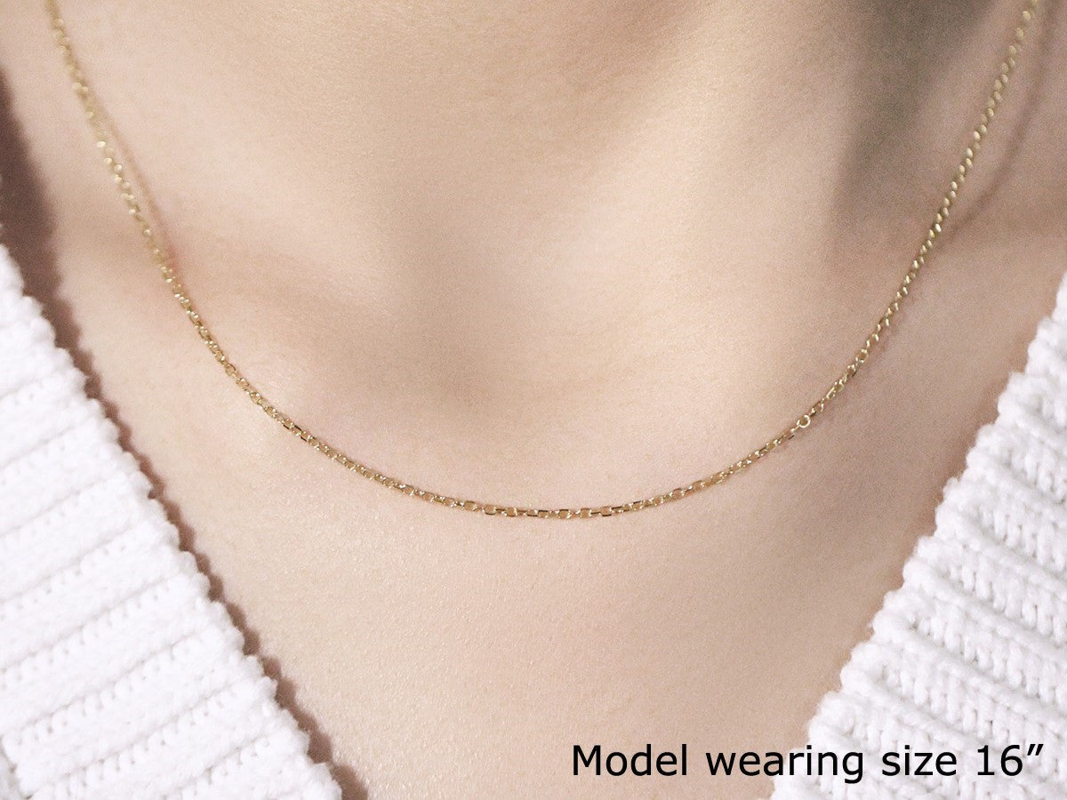 14k Yellow Gold Faceted Cable Link Chain - 1.3mm