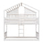Twin over Twin House Bunk Bed with Roof , Window, Window Box, Door , with Safety Guardrails and Ladder,White - Korvel