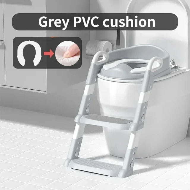 Stair Style Children's Toilet Boy and Girl Baby Toilet Folding Rack Step Stool Child Step Toilet Seat Ring Baby Potty Toilets - Korvel