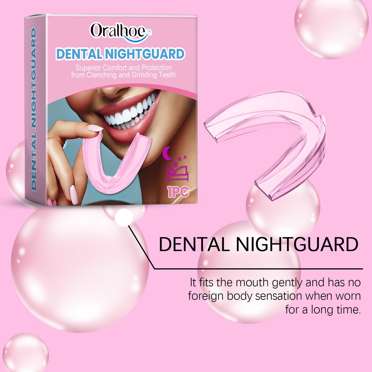 Pink Night Molar Mouth Guard Prevents Sleep Snoring Bite Molar Mouth Guard Protects Teeth - Korvel