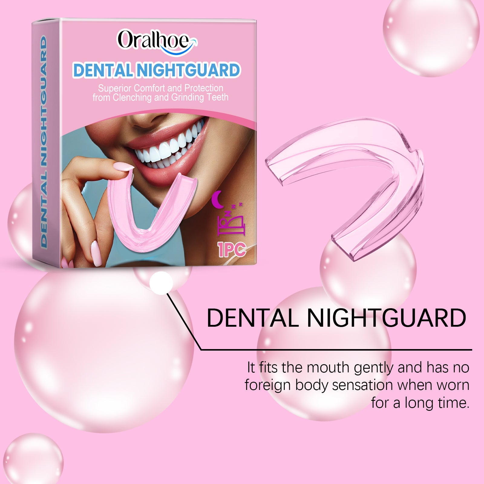 Pink Night Molar Mouth Guard Prevents Sleep Snoring Bite Molar Mouth Guard Protects Teeth - Korvel