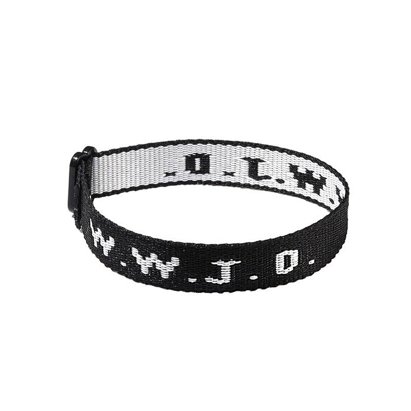 Alphabet Jacquard Printed Wrist Strap Bracelet Strap Unisex WWJD Bracelet Adjustable Bracelet - Korvel