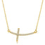 Collier en diamant accentué de crucifix courbé en or jaune 14k