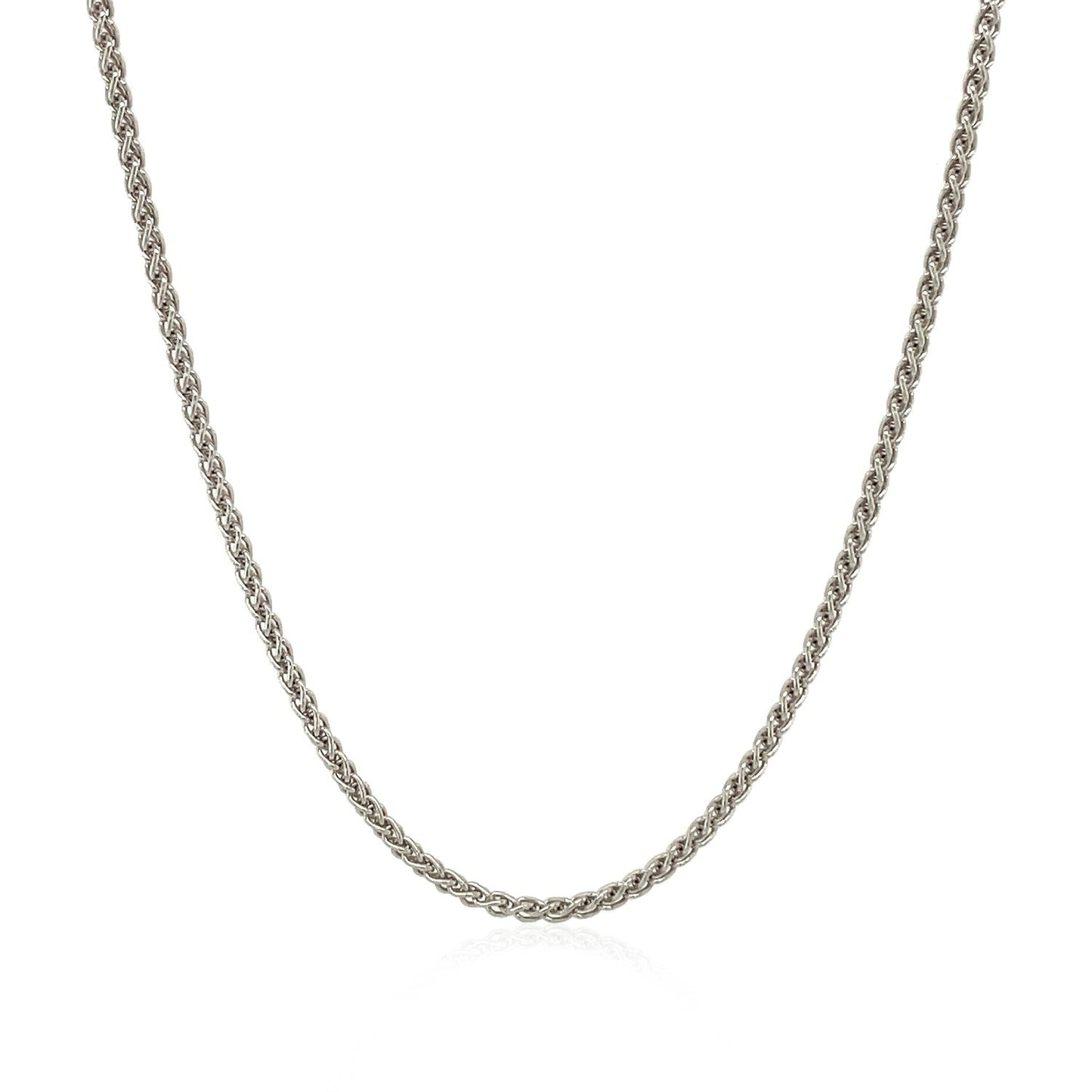 Sterling Silver Rhodium Plated Wheat Chain - 1.3mm