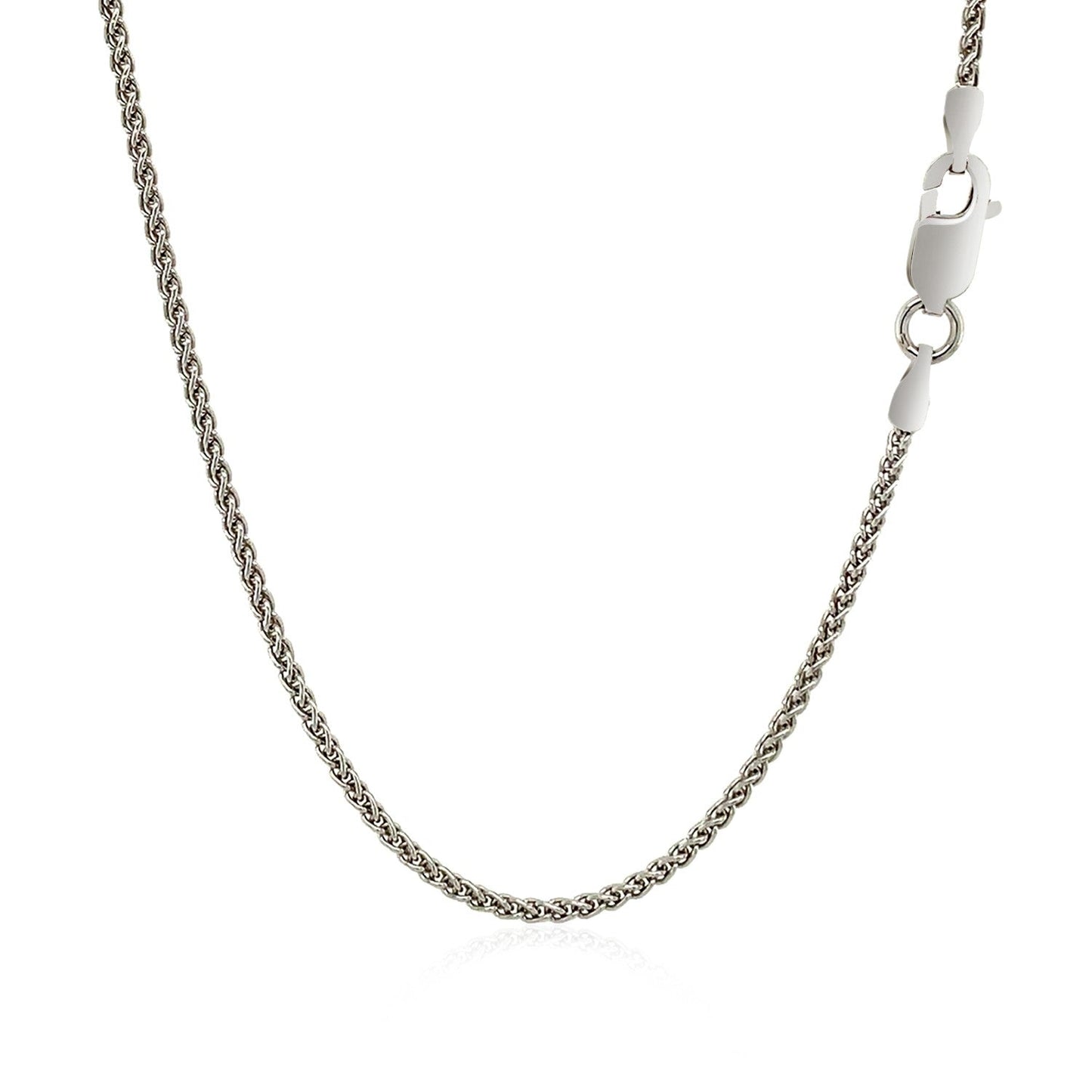 Sterling Silver Rhodium Plated Wheat Chain - 1.3mm