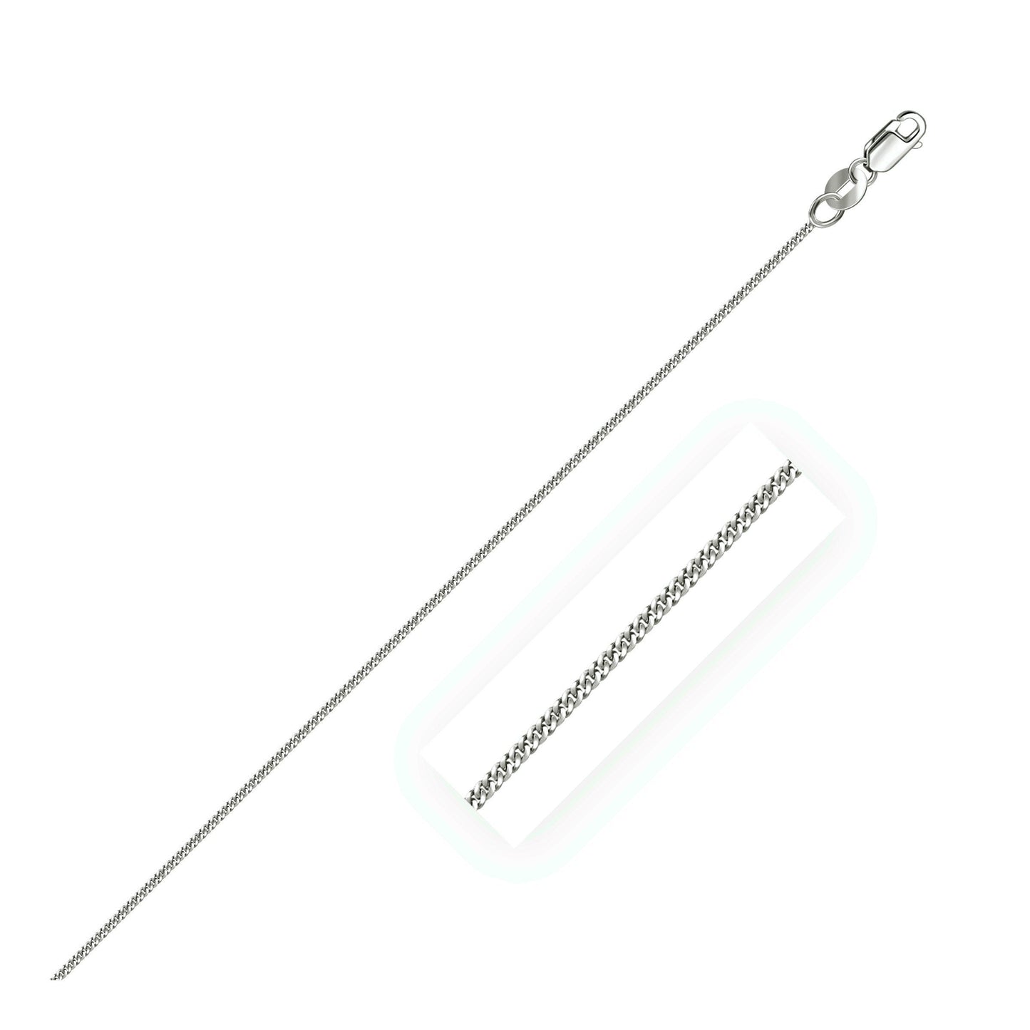 14k White Gold Gourmette Chain - 1.0mm