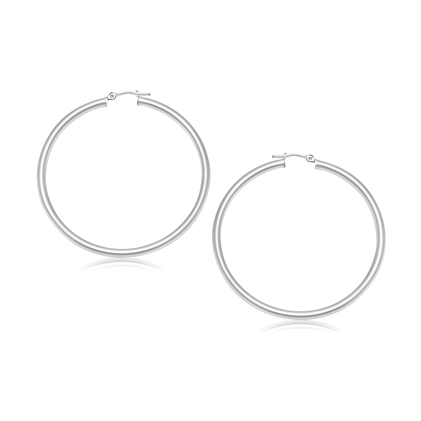 Boucles d'oreilles créoles polies en or blanc 14k - 30 mm