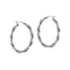 Sterling Silver Oval Hoop Braided Diamond Cut Earrings