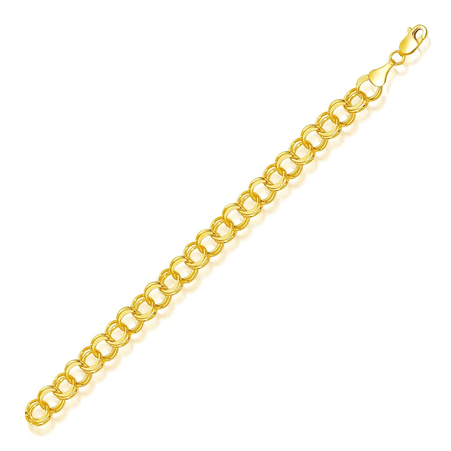 Pulsera de encanto de doble eslabón sólida de oro amarillo de 14k - 8.0 mm
