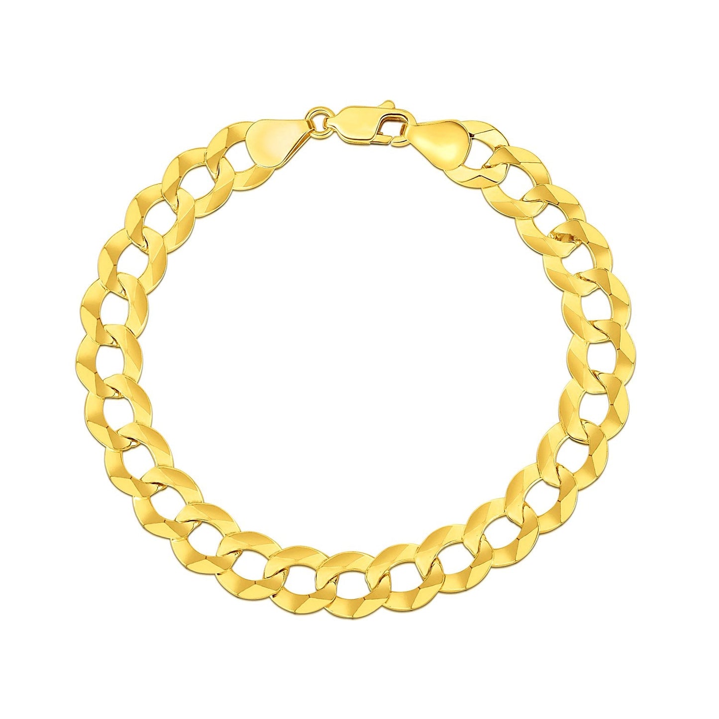 14k Yellow Gold Solid Curb Bracelet - 10.0mm