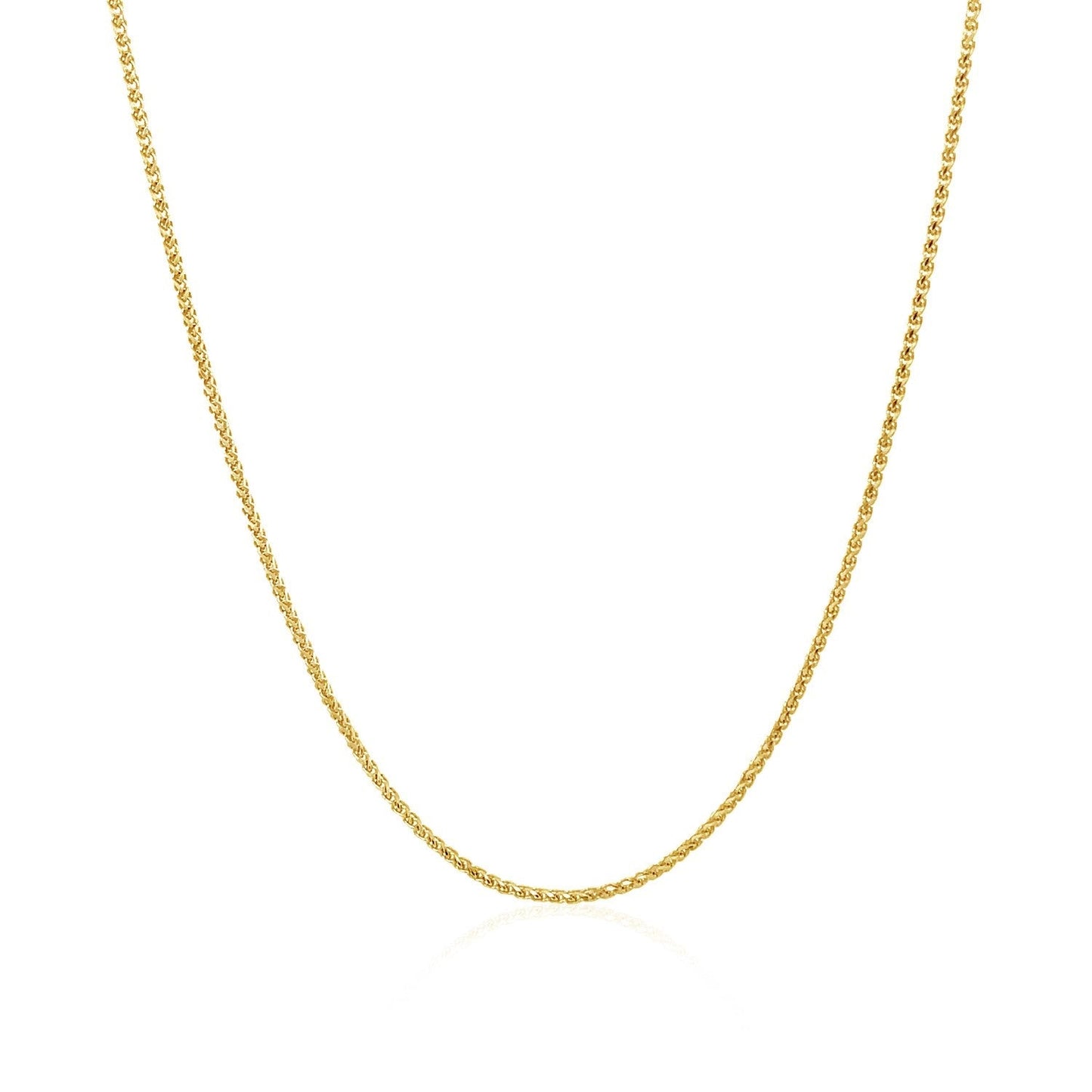 Cadena de Trigo Redonda Cortada con Diamante de Oro Amarillo de 14k - 1.0mm