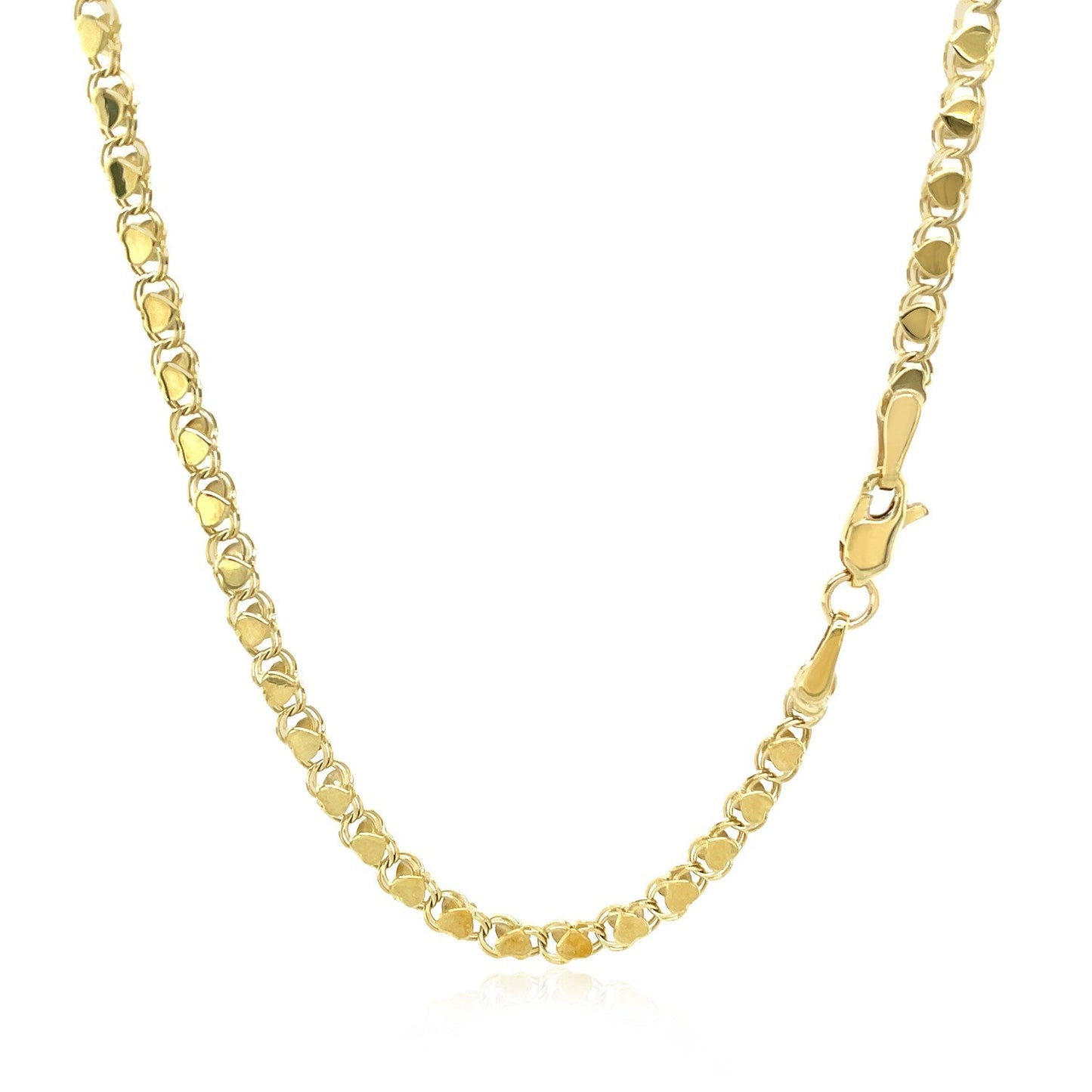 Collier en chaîne en cœur en or jaune 14 carats - 2,9 mm