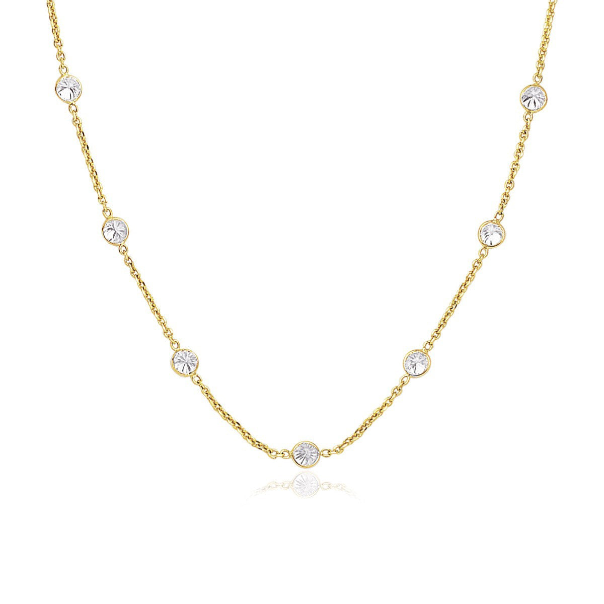 14k Yellow Gold CZ By the Yard Long Links Necklace