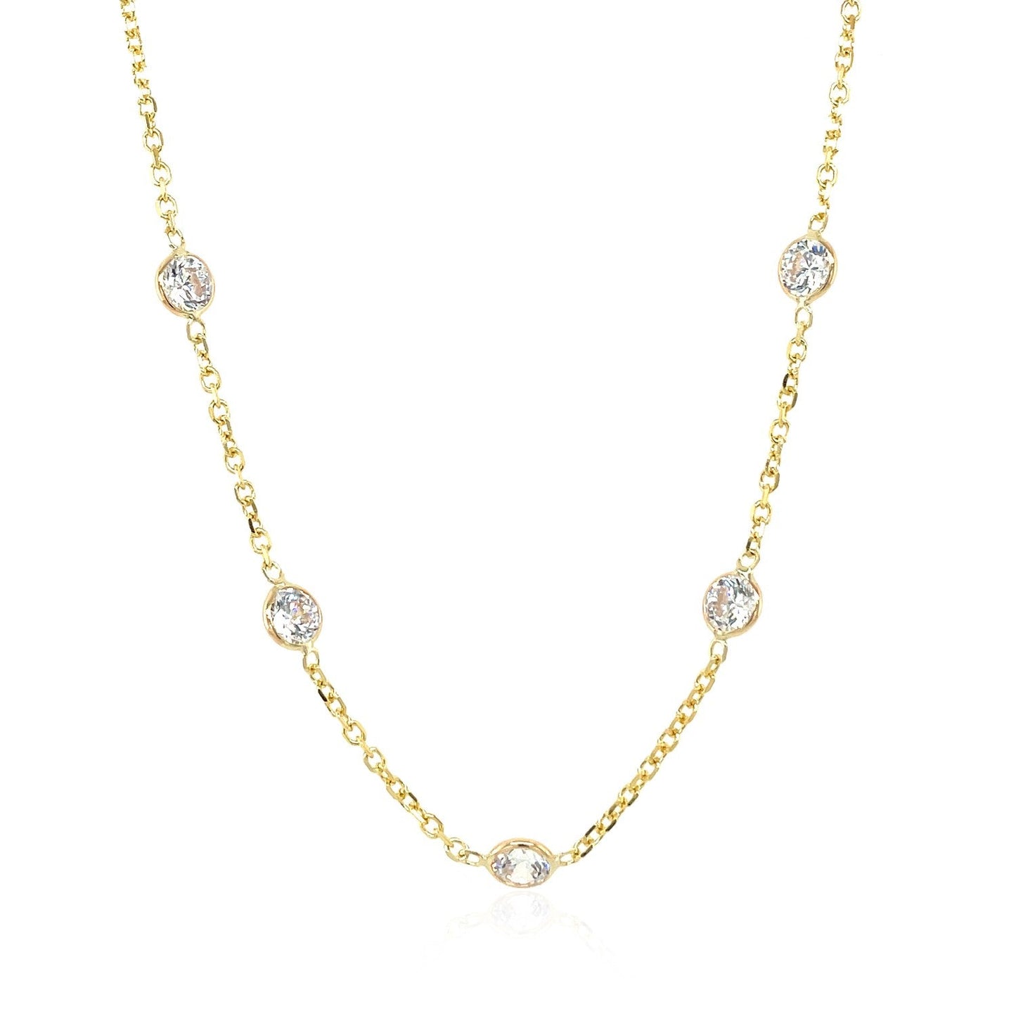 14k Yellow Gold CZ By the Yard Long Links Necklace