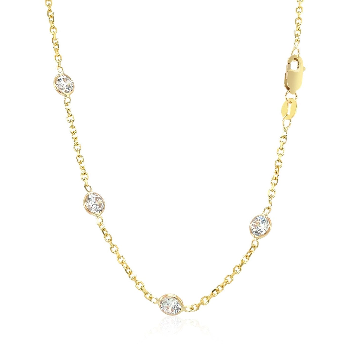 14k Yellow Gold CZ By the Yard Long Links Necklace