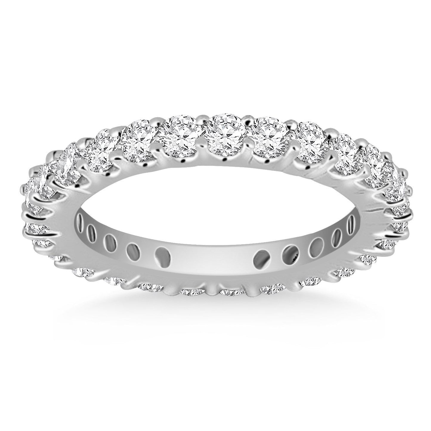 Anillo de Eternidad de Diamantes Redondos en Oro Blanco de 14k