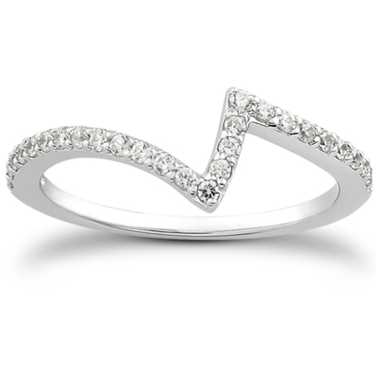 Bague de mariage en diamant pavé en or blanc 14 carats avec motif zigzag