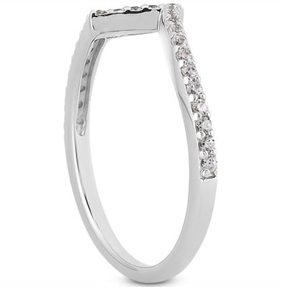 Bague de mariage en diamant pavé en or blanc 14 carats avec motif zigzag
