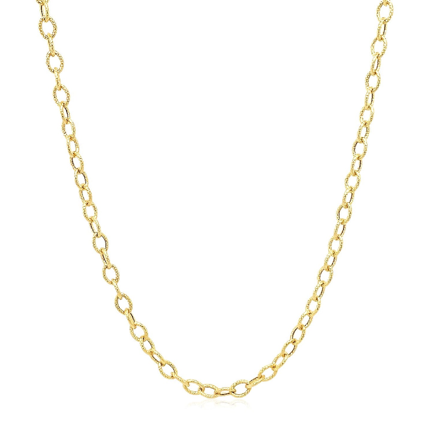 14k Yellow Gold 2.5mm Textured Pendant Chain