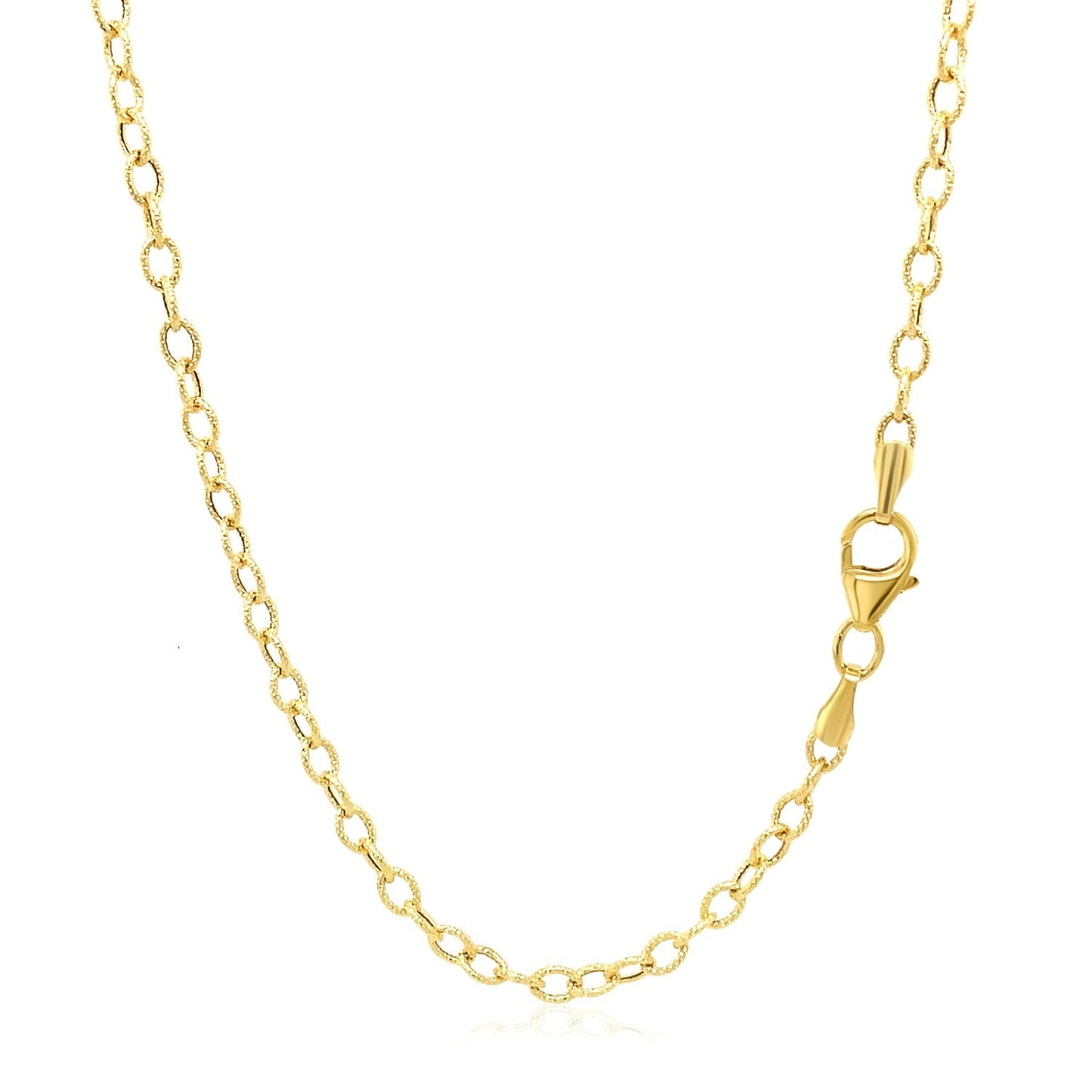 14k Yellow Gold 2.5mm Textured Pendant Chain
