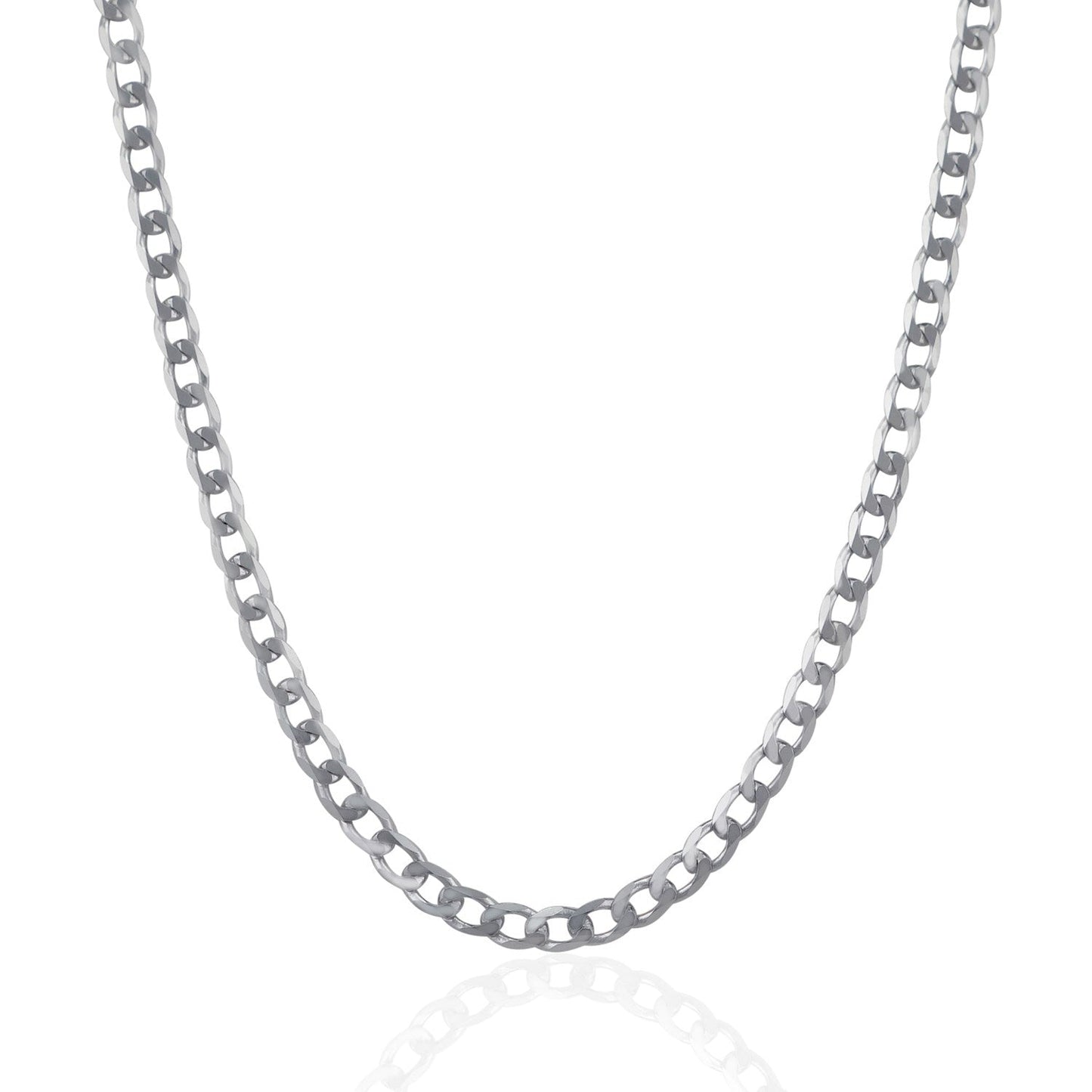 Rhodium Plated Sterling Silver Curb Chain Necklace