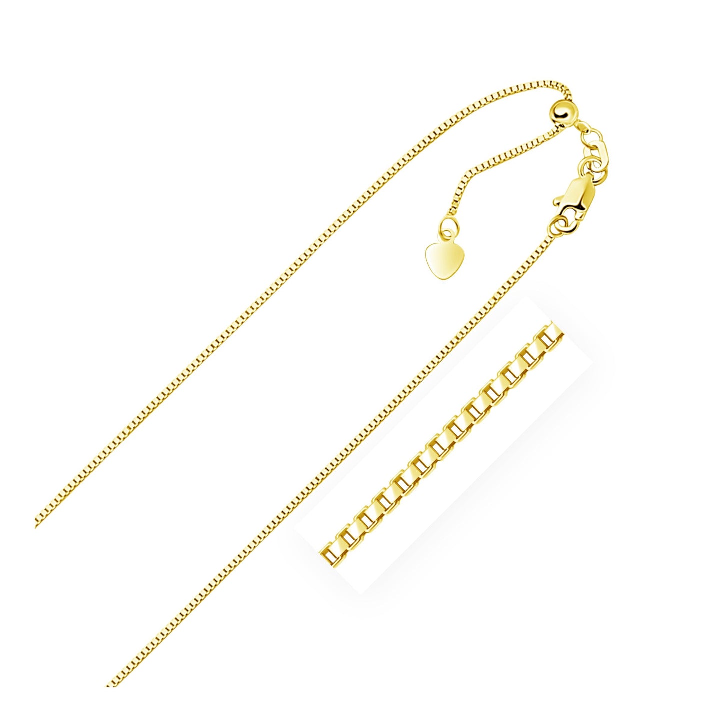 Collar de cadena ajustable de caja de oro amarillo de 10k - 0.85mm