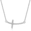 Collar de diamantes en forma de cruz curvada de oro blanco de 14k (.11cttw)